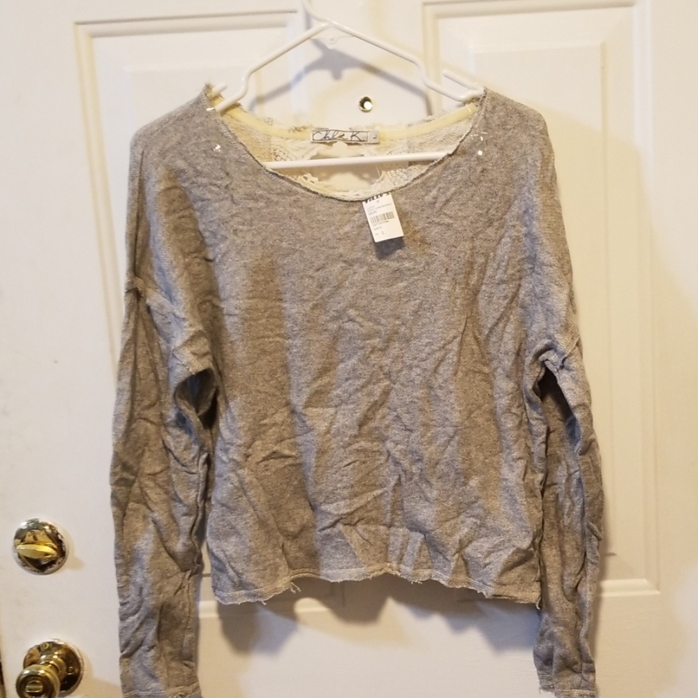 Grey sweatshirt with lace back
